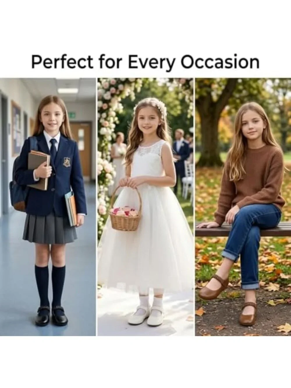Soft Sole Mary Jane Shoes for Girls - Comfortable Ballerina Flats, Wide Feet
